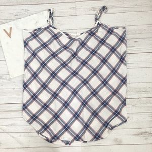 gap womens m plaid camisole white tank top soft fl